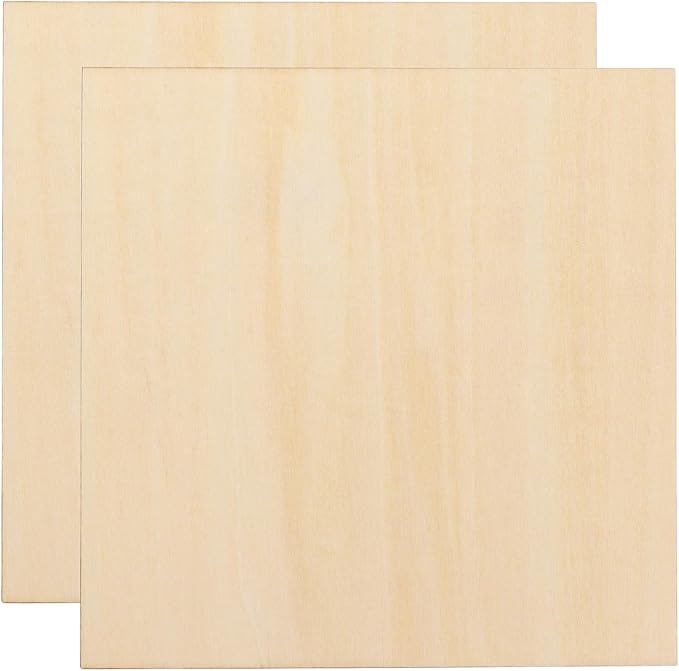 HARFINGTON 2pcs 2mm Basswood Plywood Sheets 6" x 6" x 3/32" Thin Unfinished by HARFINGTON