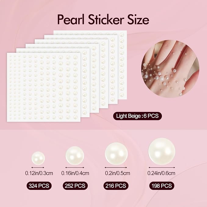 990pcs Self-Adhesive Pearl Stickers - Image 2