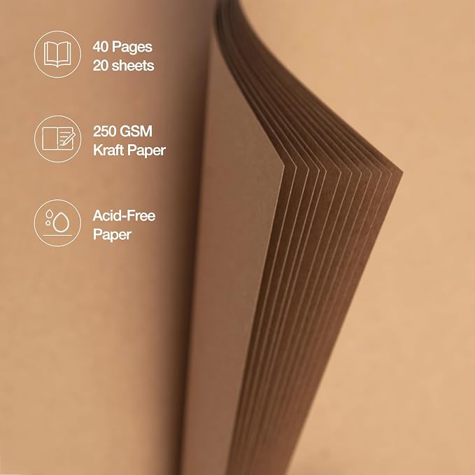 potricher 7 x 7 Inch DIY Scrapbook Album 40 Pages Hardcover Kraft Paper Scrap - Image 5