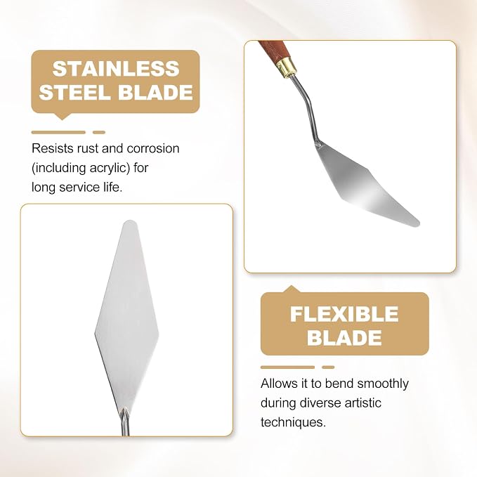 HARFINGTON Palette Knife Painting Tool 3.54" x 1.18" Stainless Steel Teardrop - Image 4