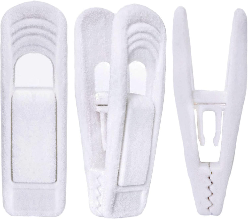 White Velvet Hangers Clips 40 PCS, Pants Hangers Velvet Clips Easily Add to Velvet Hanger, Skirt Suit Pants Clothes Velvet Hangers, Baby Kids Hangers Clips