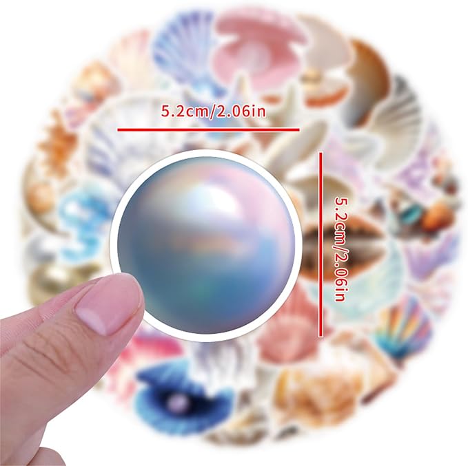 60PCS Sea Shell Stickers Aesthetic PET Transparent Conch Sticker Clamshell - Image 3