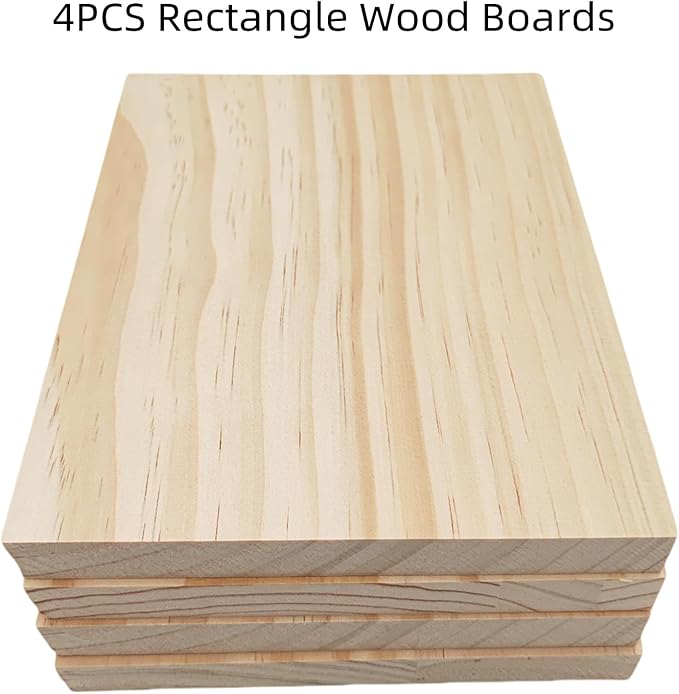 4PCS Rectangle Wood Boards Unfinished Wood Blocks - Image 2