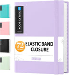 Sooez 72 Pocket Binder with Plastic Sleeves & Elastic Band, Large Capacity by Sooez