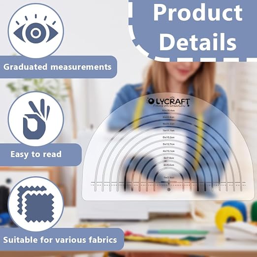 OLYCRAFT Circle Acrylic Ruler for Cutting Fabric Clear Acrylic Templates - Image 4