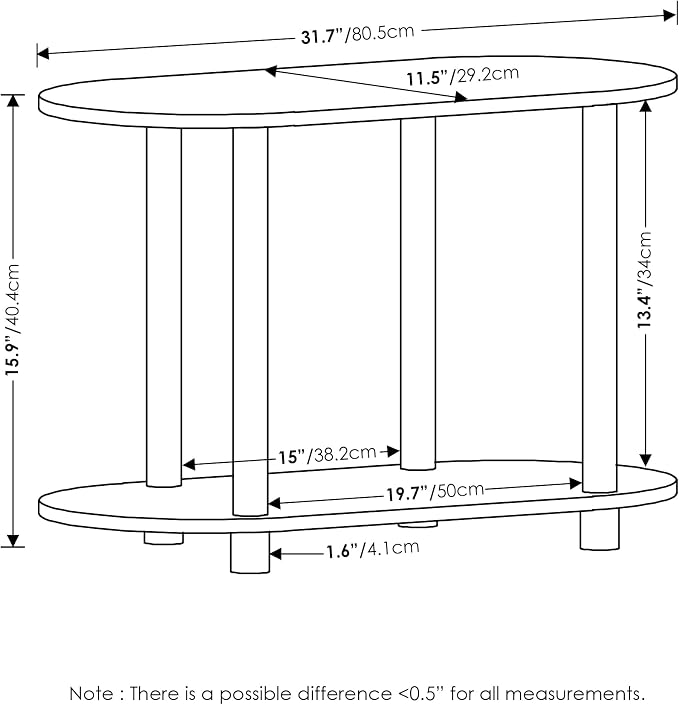 Furinno Turn-N-Tube No Tools Modern Oval Side Table - Image 3
