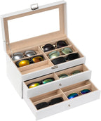 ProCase 3-layer Sunglasses Storage Organizer, 18 Slots Leather Sunglass Box by ProCase