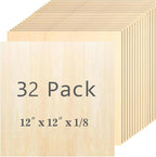 Unfinished Wood Pieces, 32 Pack Basswood Sheets 1/8, Basswood Plywood Wood by Unknown