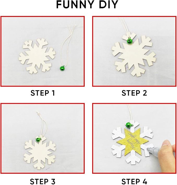 Hidreas 40PCS Christmas Crafts Unfinished Wooden Christmas Ornaments Kit - Image 3