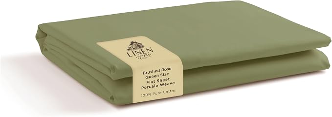 Linen Home 100% Cotton Percale 1 Flat Sheet, Queen Size by LINENHOME