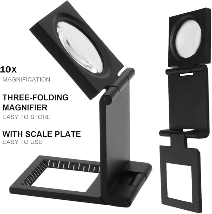 Rongon Magnifying Glass 10X Small Loupe Magnifier 4Pcs Folding Magnifiers Glass - Image 4