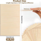 Adrattnay 24Pcs Large Basswood Sheets 12 x 18 x 1/8” - 3mm Plywood - Image 2