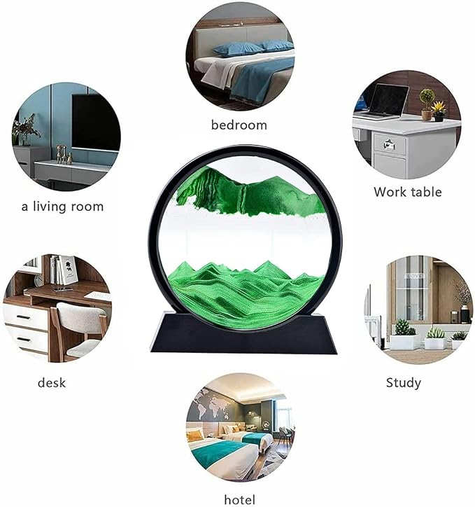 rysnwsu 3D Dynamic Sand Art Liquid Motion, Moving Sand Art Picture Round Glass - Image 7