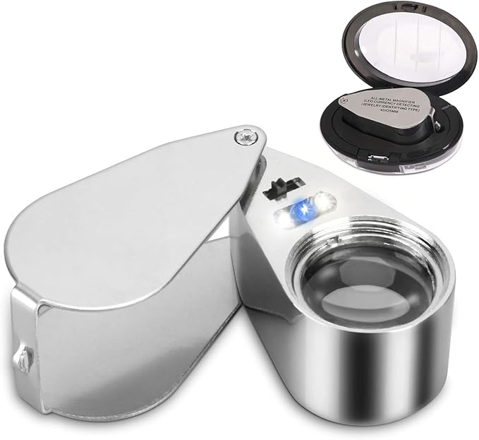 40X Metal Illuminated Jewelers Loop Magnifier Glass, Loupe Magnifier by TRIrunpdl