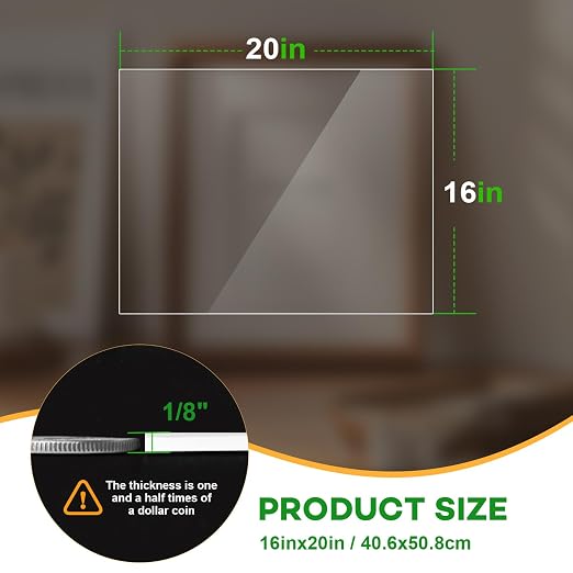 VOISEN 3 Pack Plexiglass Sheets 1/8 Inch Thick, Display Cases, Sneeze Guard - Image 3
