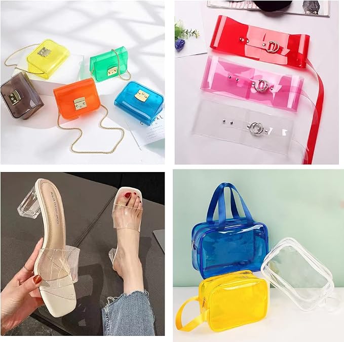 HYANG Green Transparent PVC Super Clear Holographic Vinyl Faux Leather Sheets 1 - Image 5