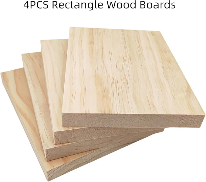 4PCS Rectangle Wood Boards Unfinished Wood Blocks - Image 2