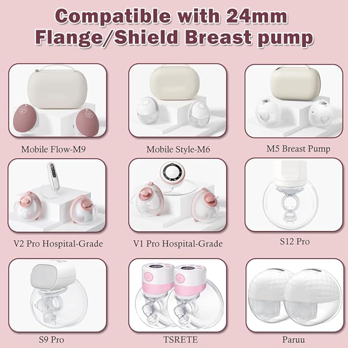 Flange Insert 13mm 6pcs Compatible with Momcozy M5/M9/M6/S12 Pro/V1 Pro/V2 Pro,for Spectra/Medela/MomMed/eufy/Lansinoh/Elvie Breast Pump, Fit for 24mm Flange/Shield of Most Pumps (6PC-13mm)