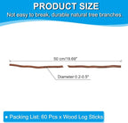 PATIKIL 60 Pcs / 50cm Wood Log Sticks, 0.2-0.5inch in Diameter Natural Driftwood - Image 2