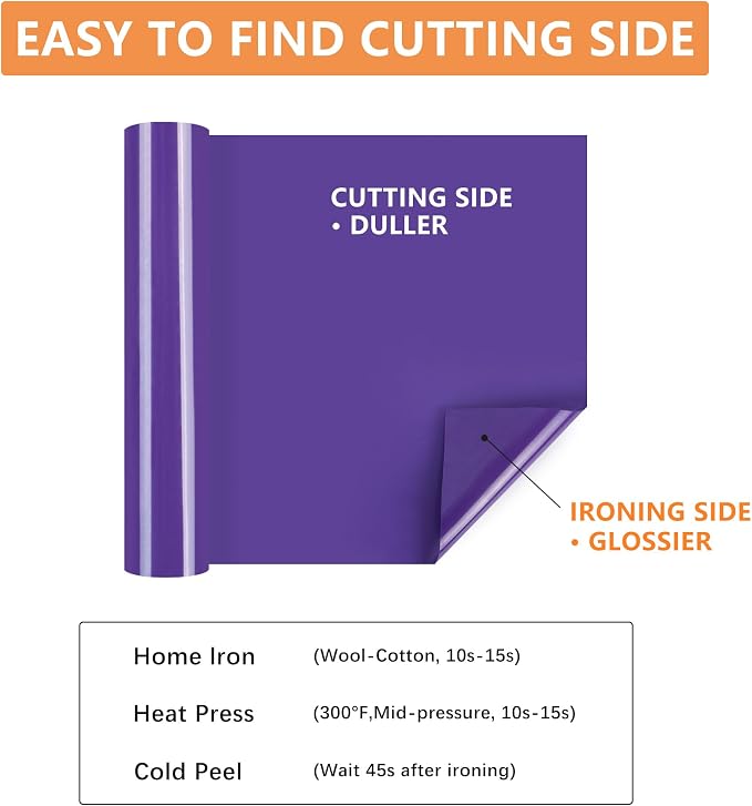 HTVVETUR Purple HTV Iron on Vinyl 12Inch by 35ft Roll HTV Heat Transfer Vinyl - Image 2