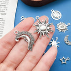 WOCRAFT 120pcs Antique Silver Sun Moon Star Charms - Image 5