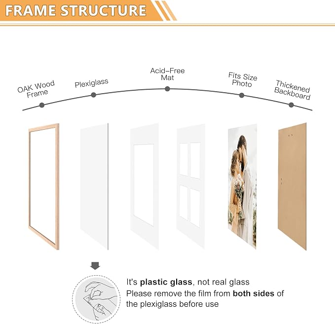 12x16 Picture Frame, OAK Wood Photo Frame 8.5x11 - Image 4