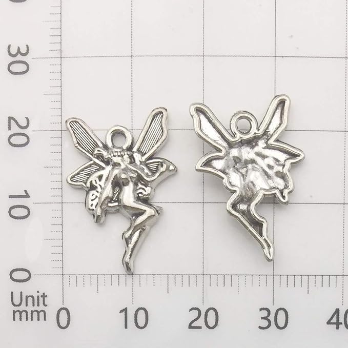 iloveDIYbeads 100g Craft Supplies Antique Silver Wings Angel Fairy Charms - Image 8