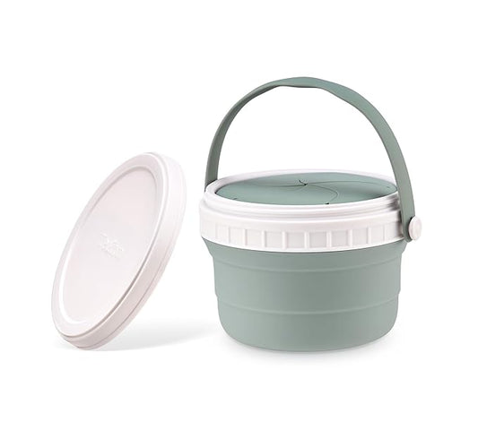 No Spill Silicone Toddler Snack Containers, Detachable Silicone Flap for Filling&Cleaning, Crumb-Free Hard Plastic Screw Travel Lid, Ultra-Soft for Baby Kids Hand In-Out, Snack Cup Holder 12 oz