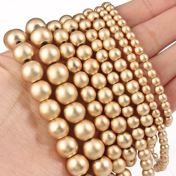8mm Matte Gold Hematite Bead, 15-Inch Matte Round Loose Stone Beads - Image 6