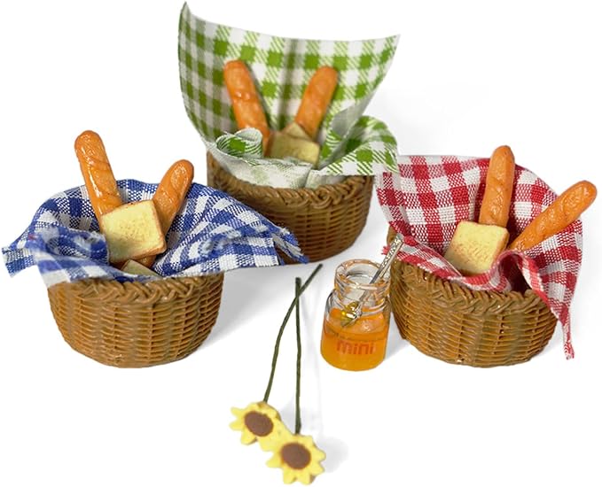 Miniature Food Dollhouse Accessories Garden Decor 1:12 Scale Bread Honey Picnic - Image 6