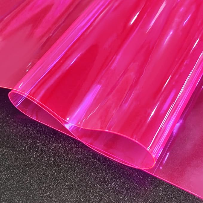 30x135cm Transparent PVC Vinyl, 0.4mm Neon Solid Color Waterproof Fabric Super - Image 3