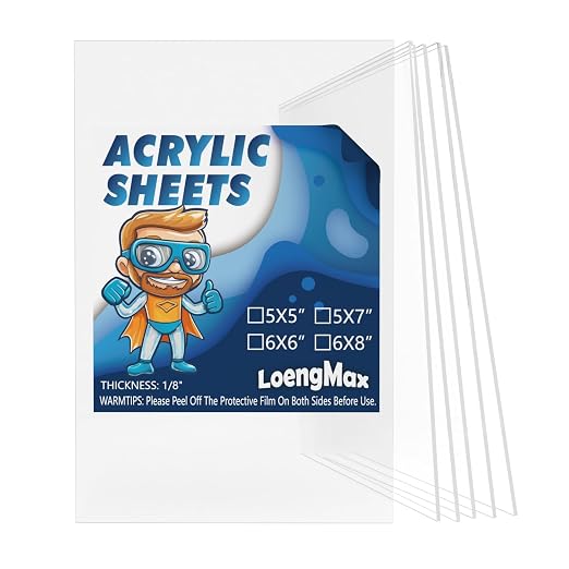 1/8" Thick Clear Acrylic Sheet 6" x 8" by LoengMax