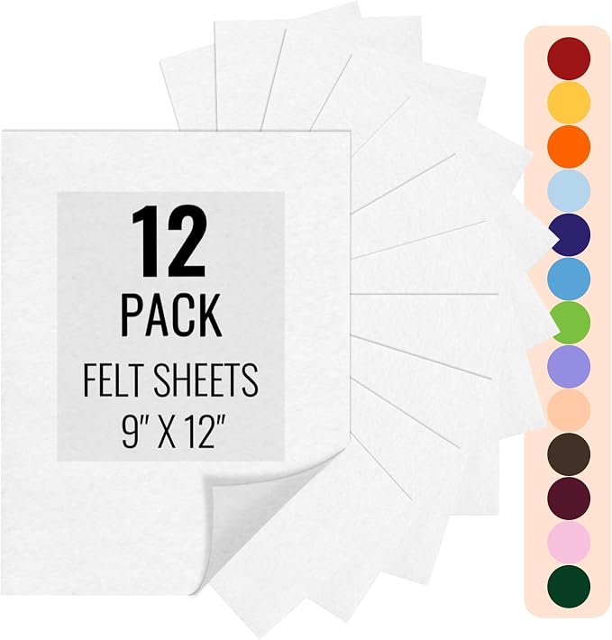 IONTACH 9" X 12" Felt Fabric Sheets 1.6mm Thick | Soft Felt by IONTACH