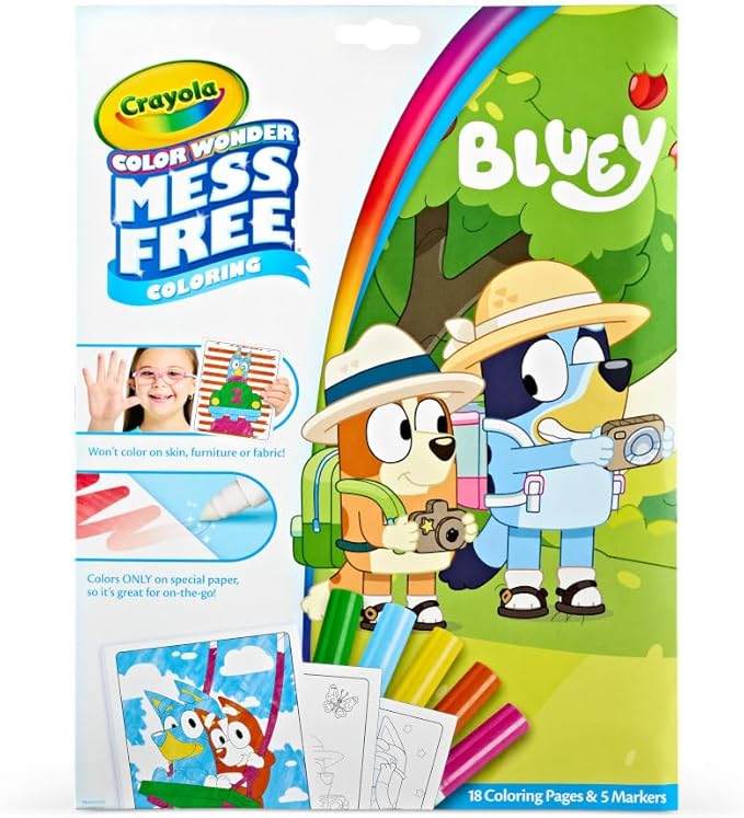 Crayola Bluey Color Wonder Coloring Set, 18 Mess Free Toddler Coloring Pages & by Crayola