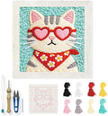 INFUNLY Cool Cat Punch Needle Kit Heart Cat DIY Embroidery Punch Needle Set by INFUNLY