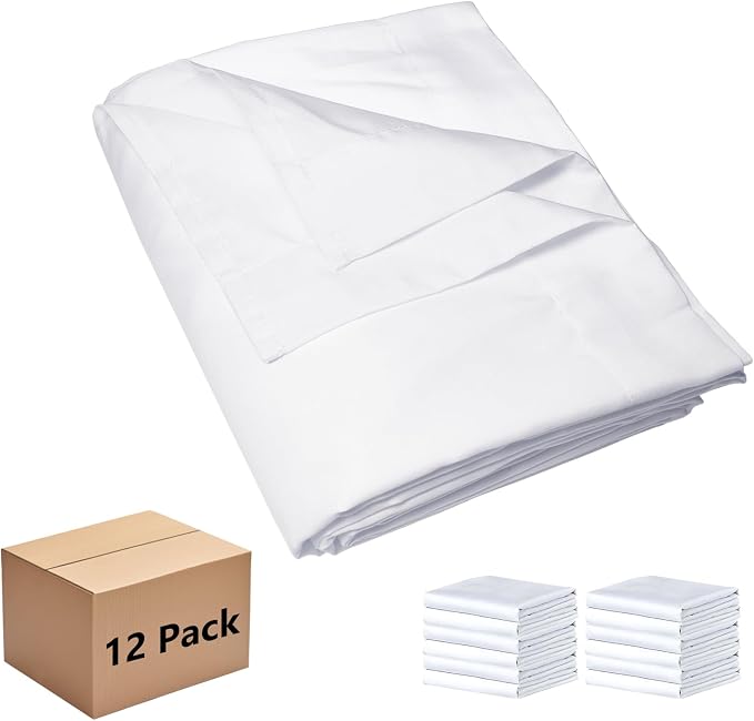 Bulk Queen Flat Sheets Only, Color-Coded Hem Threads, Wrinkle-Free Shrinkage by Culve