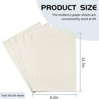 50/100 Sheets FIVEIZERO A4 Mulberry Paper Sheets Natural Fiber Rice Papers - Image 3