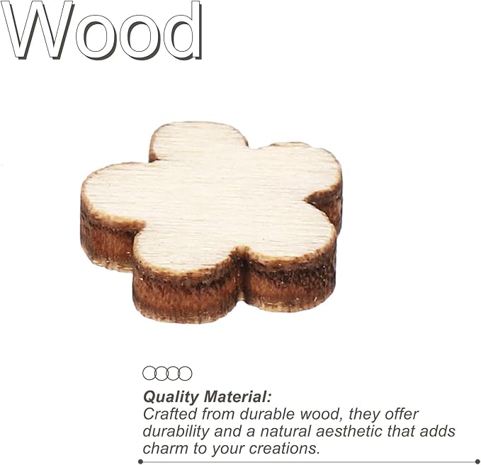 PATIKIL 10mm Wooden Flowers, 50 Pack Unfinished Wood Flowers Blank Wooden - Image 4