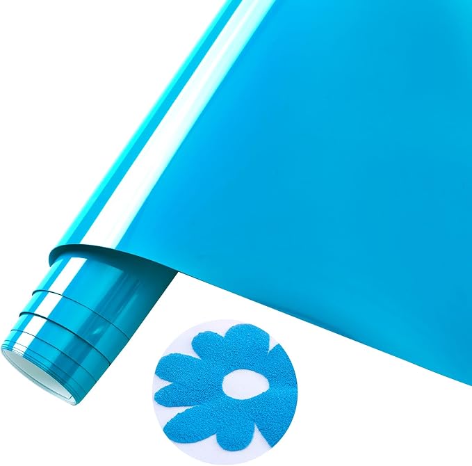 Tintnut Blue Neon Puff Heat Transfer Vinyl Roll, easy cut & weed, stretch by Tintnut