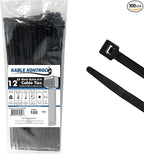 Kable Kontrol Black Zip Ties 12 Inch 100 Pcs, 75 Lbs Tensile Strength, by KABLEKONTROL%C2%AE