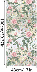 JOONOR Retro Pink Rose Flowers Window Privacy Film, 3D Stained Glass Rose - Image 6
