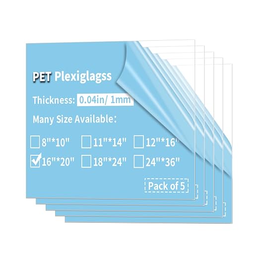 5 Pack 16x20 PET Sheets 0.04" Thick PET Plexiglass Sheets Panels by gdhwcxl