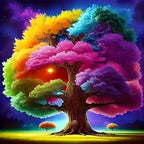 Colorful Tree Stamped Cross Stitch Kits by Unknown