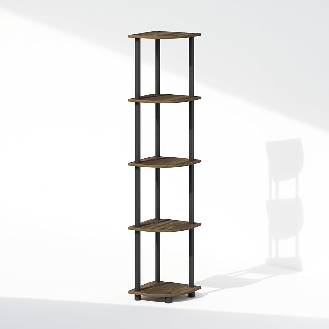 Furinno Turn-N-Tube Storage Shelves, 5-Tier Book Shelf, Corner Shelf, Toolless - Image 4