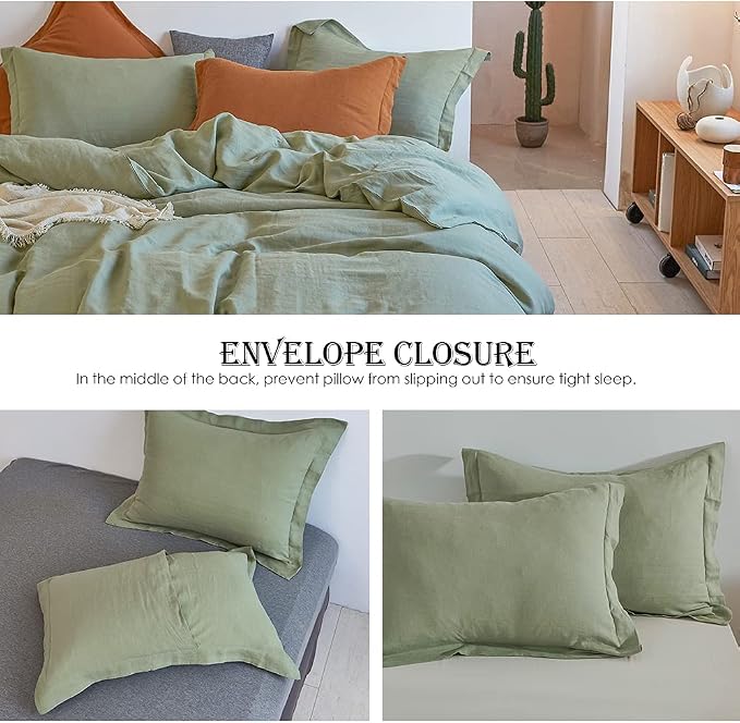Simple&Opulence 100% Linen Duvet Cover Set 3pcs Basic Style Natural French - Image 4