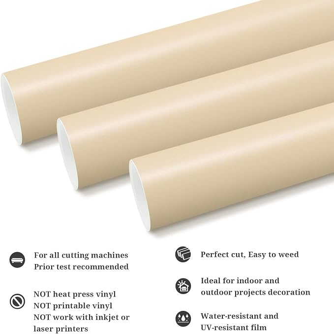 TECKWRAP Permanent Adhesive Vinyl 12" x 10ft, Matte Beige - Image 2