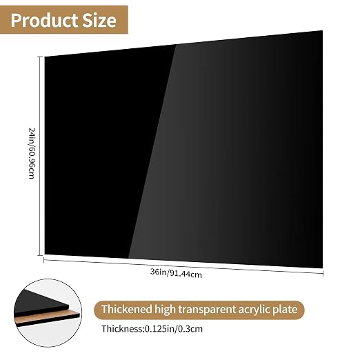 Lesnlok 2 Pieces 24 x 36 Black Acrylic Sheet 1/8 inch Thick 3mm Black - Image 2