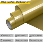 VinylRus Heat Transfer Vinyl-12” x 8ft Gold Iron on Vinyl Roll - Image 3