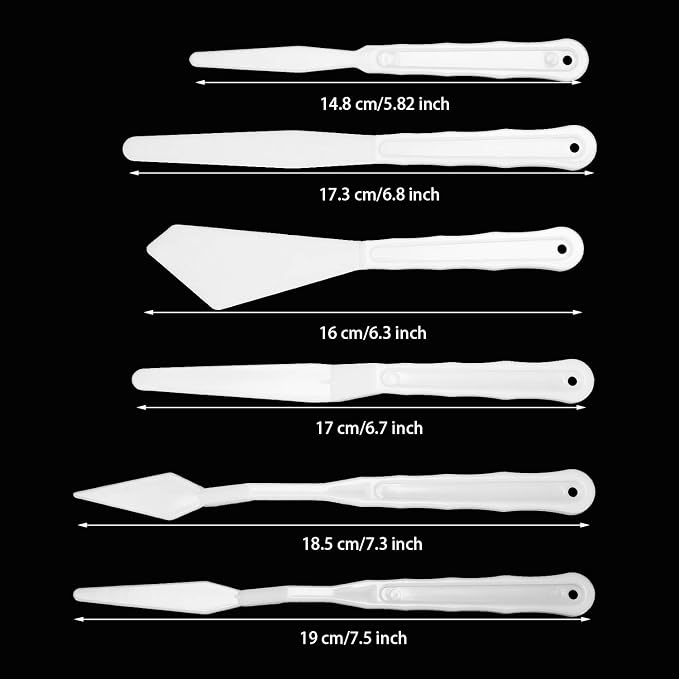 Penta Angel Plastic Painting Palette Knives Set 6Pcs White Art Artist Paint - Image 2
