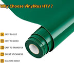 VinylRus Heat Transfer Vinyl-12” x 20ft Green Iron on Vinyl Roll - Image 3